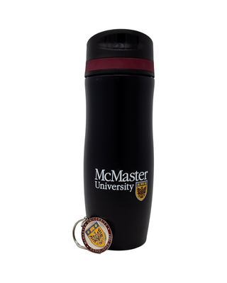 McMaster Travel Mug & Circle Crest Keychain