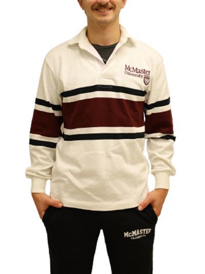 McMaster Rugby Shirt With Black And Maroon Stripe